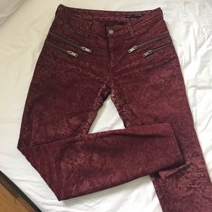 Zara velvet like burgundy skinny  jeans